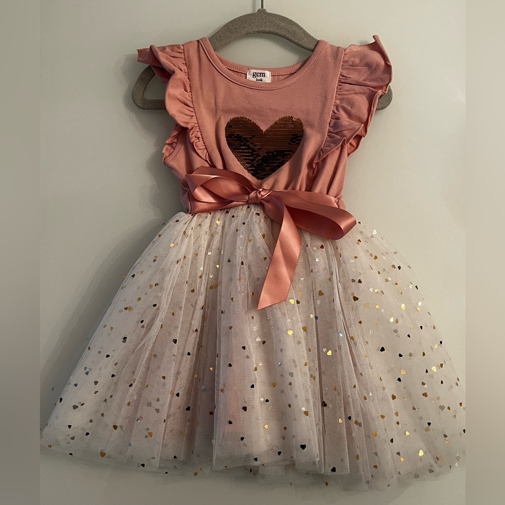 Beautiful Heart Embellished Fancy Dress 18 Month